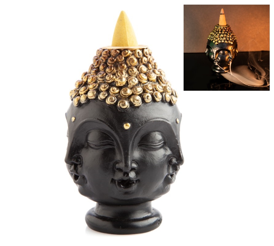 Four-Faced Buddha Head Backflow Incense Burner
